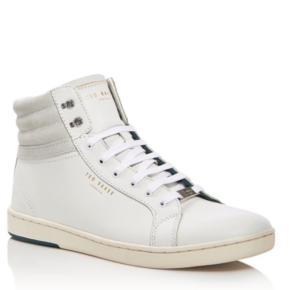 TED BAKER Mykka White Hi Top Leather Sneakers 10